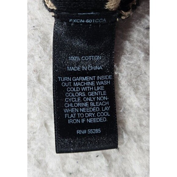 Express Women Sweater Medium Black Animal Print 100% Cotton Long Sleeve Cardigan - Picture 16 of 16